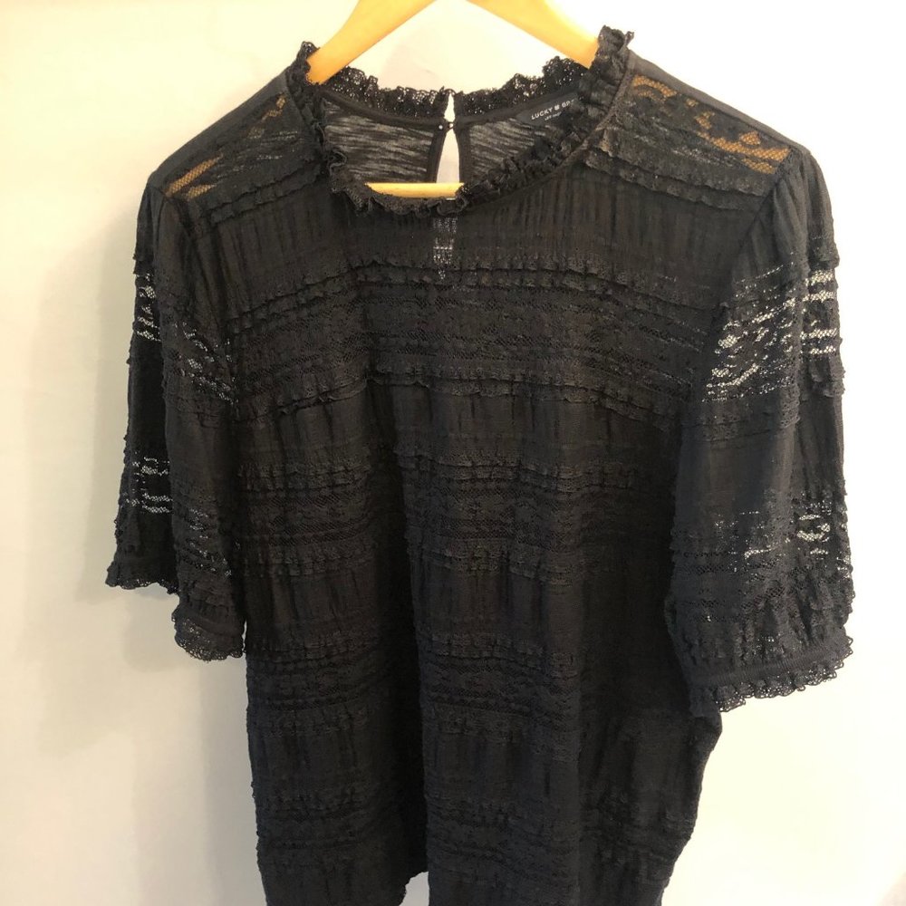 Lucky Brand Lace Puff Sleeve Top